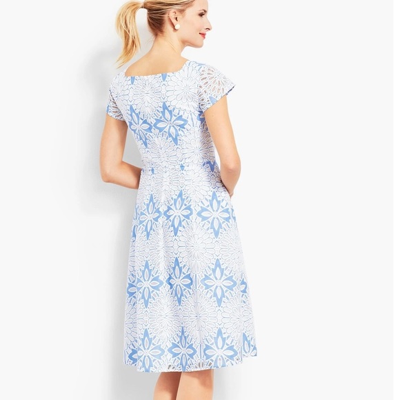 RSVP by Talbots Flower Lace Jacquard Fit & Flare Dress Cocktail Fit Flare US 10 - Picture 4 of 13